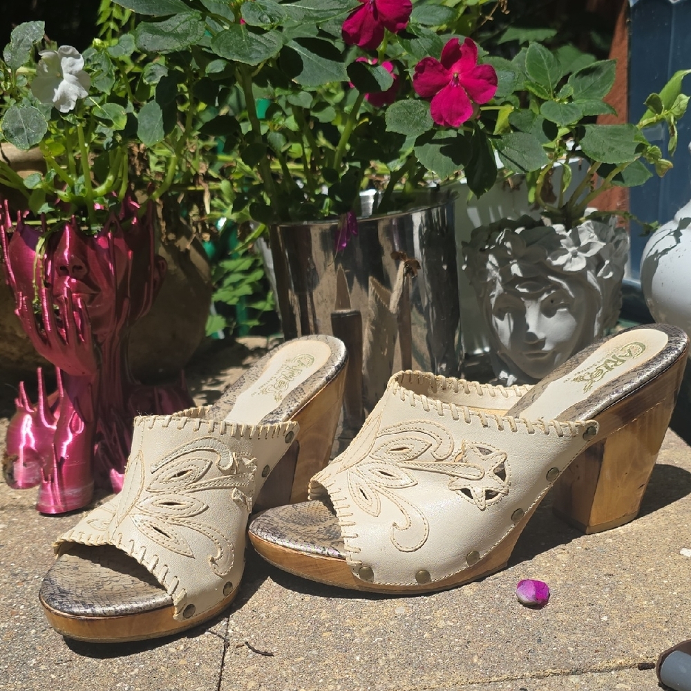 Vintage Carlos Leather Mule Sandals Made in Brazil